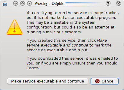 Dialog security popup example for launchers