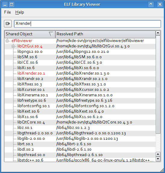 Screenshot of ELF Library Viewer